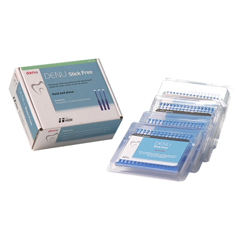 Denu Disposable Stick Free Tips, 64/Box. Features a sticky ball-shaped tip on the end. Optimally