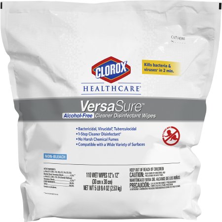 Clorox HealthCare VersaSure Wipes 110/Pouch Refill, Alcohol-Free