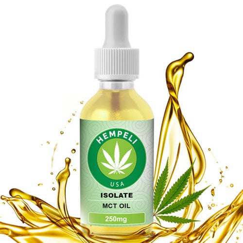 Isolate MCT Oil All natural and organic, 30 ml Bottle with 250 mg CBD. Used for combating anxiety