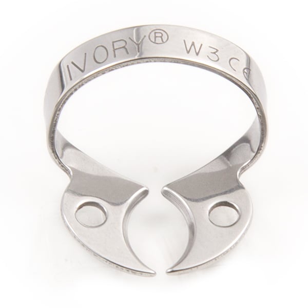 Ivory Clamps #W3 Wingless Flat Jawed for Small Molars Metal Rubber Dam Clamp, Single clamp