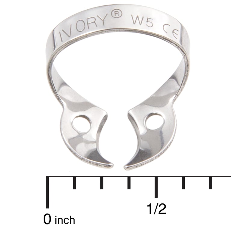 Ivory Clamps #W5 wingless metal rubber dam clamp, single clamp