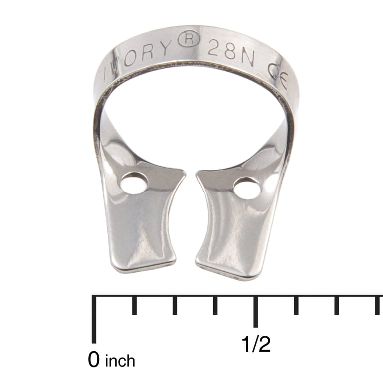 Ivory Clamps #28N wingless metal rubber dam clamp, single clamp