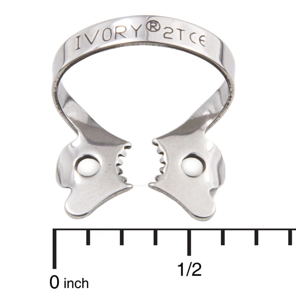 Ivory Clamps #2T winged metal rubber dam clamp, single clamp