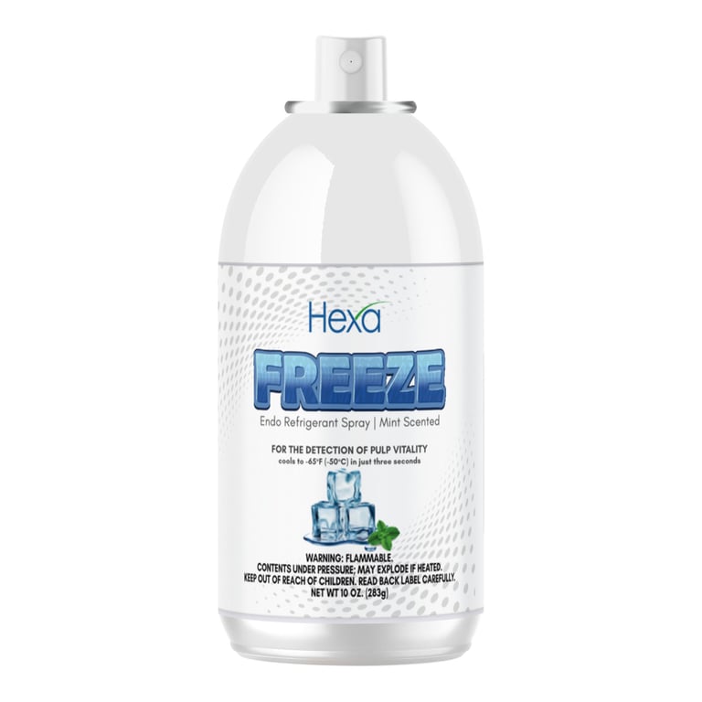 Hexa Endo Freeze Refrigerant Spray, Mint, 10 Oz. Bottle. Includes 1 spray extension. Fast-acting