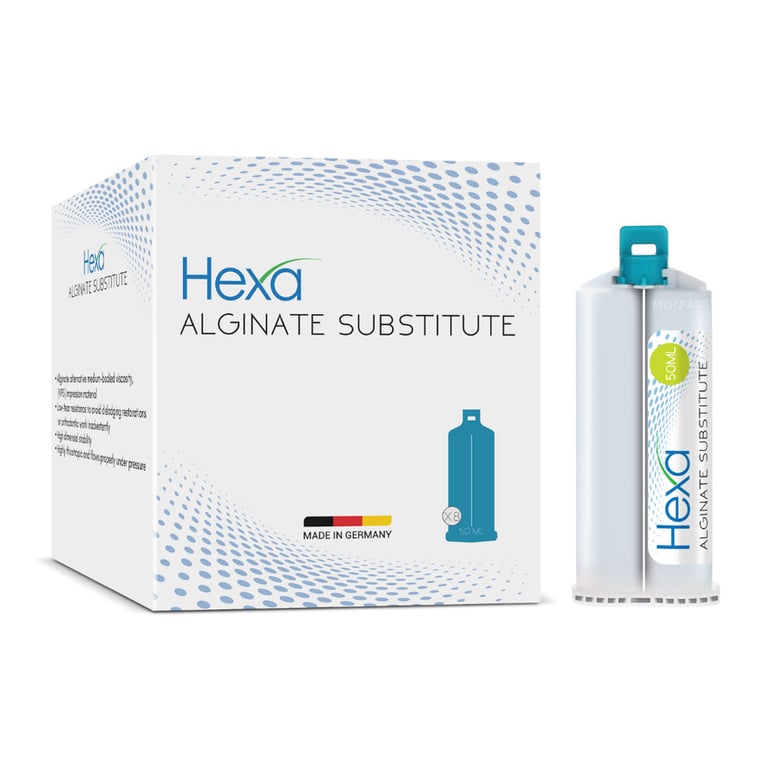 Hexa Medium Body Alginate Substitute VPS Impression Material, 50 mL Cartridges, 8/Pk. Designed