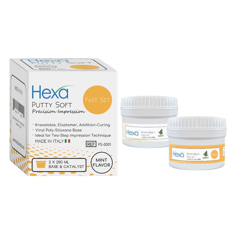 Hexa VPS Putty Soft - Fast Set, Mint, 290 mL each Base & Catalyst. Excellent elastic properties