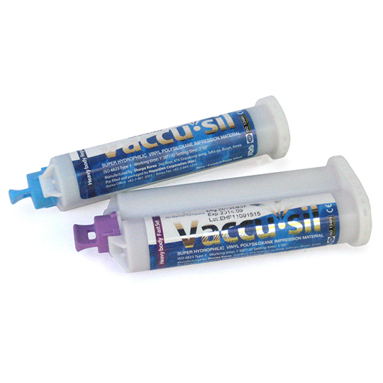 Vaccu-Sil Heavy Body, Regular Set 4 - 50 ml Cartridges/Box. Super Hydrophilic VPS Impression