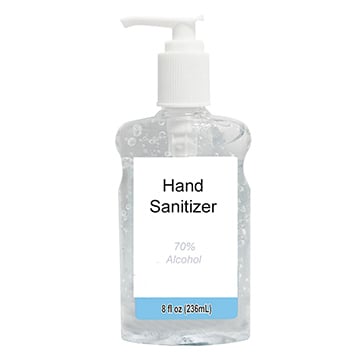 House Brand Hand Sanitizer - 70% Alcohol Solution, 8oz Bottle. Kills 99.99% of germs