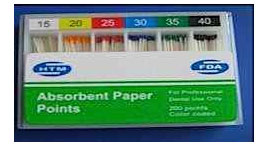 House Brand Absorbent Paper Points - #15, Taper size 0.06, 60/Box. Color Coded, Hand-Rolled