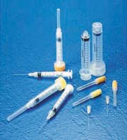 House Brand Irrigation Syringes and Tips, 3 cc 23 Gauge Tips - Blue, Box 100 syringes and 100 tips