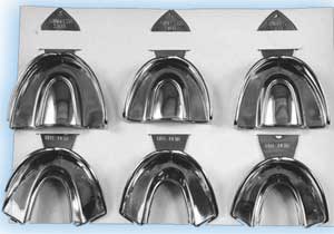 House Brand Set of 6 non-perforated full-arch stainless steel adult impression trays