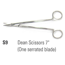 House Brand 7" Dean Surgical Scissors with one blade serrated
