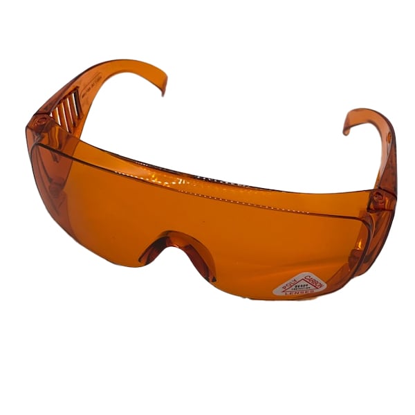 House Brand Polycarbonate UV400 Safety Glasses with Fixed Leg, Orange, 1/Pk. Anti-fog, optically