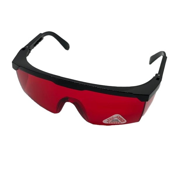 House Brand Polycarbonate UV400 Safety Glasses, Red/Black, 1/Pk. Adjustable leg, anti-fog