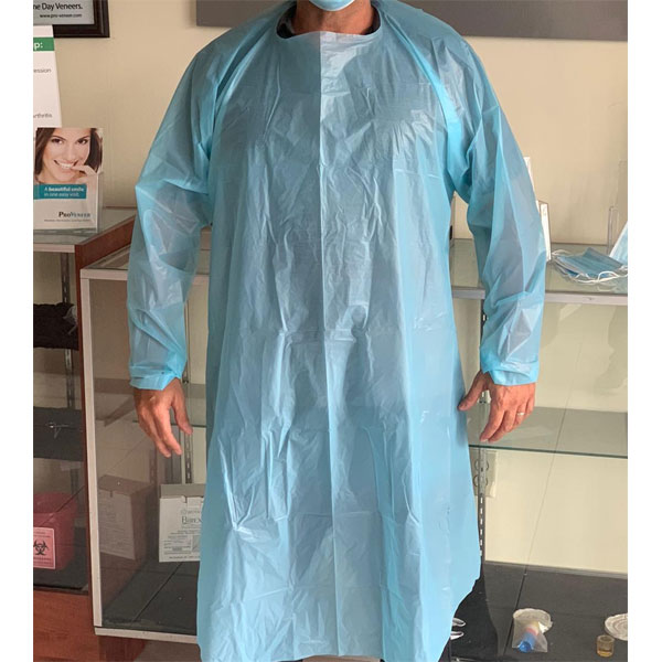 House Brand Disposable Tieback Gown, Blue 1/Pk. Level 1 Lightweight PEVA material, waterproof