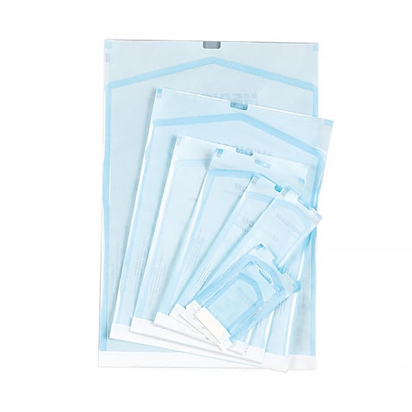 House Brand 12" x 18" Self-Sealing Sterilization Pouch, Paper/Blue-Green Film, Box of 200
