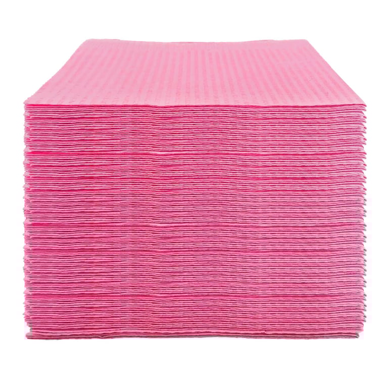 House Brand Patient Bibs PINK 13" x 18" 2-Ply Paper/1-Ply Poly 500/Cs. Plain Rectangle