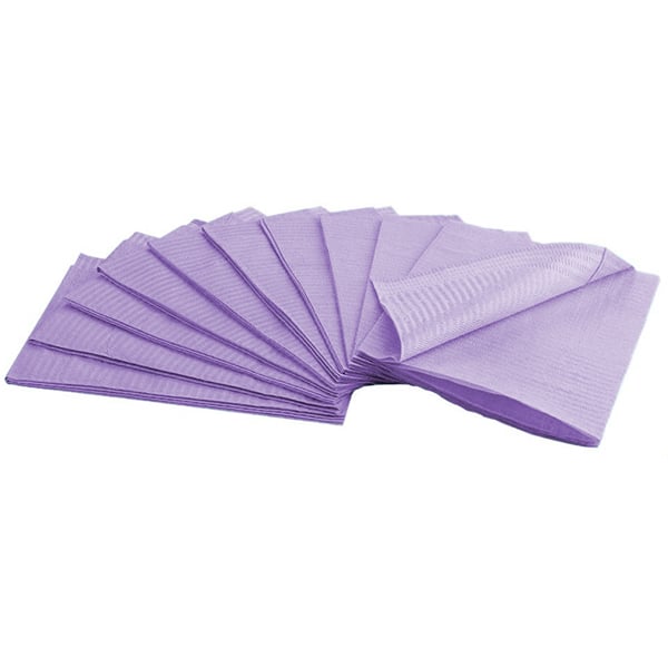 House Brand Patient Bibs PURPLE 13" x 18" 2-Ply Paper/1-Ply Poly 500/Cs. Plain Rectangle