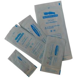 House Brand 2-1/4" x 4" Self-Sealing Sterilization Pouch 200/Pk. Paper/Blue-tinted film with Color