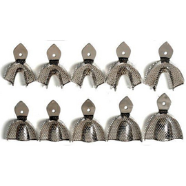 House Brand Set of 10 - Regular Perforated Full-Arch Stainless Steel Impression Trays Assorted
