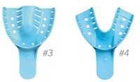 House Brand #4 Medium Lower Full-Arch Perforated Blue Disposable Impression Tray, Made