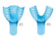 House Brand #6 Small Lower Full-Arch Perforated Blue Disposable Impression Tray, Made of a strong