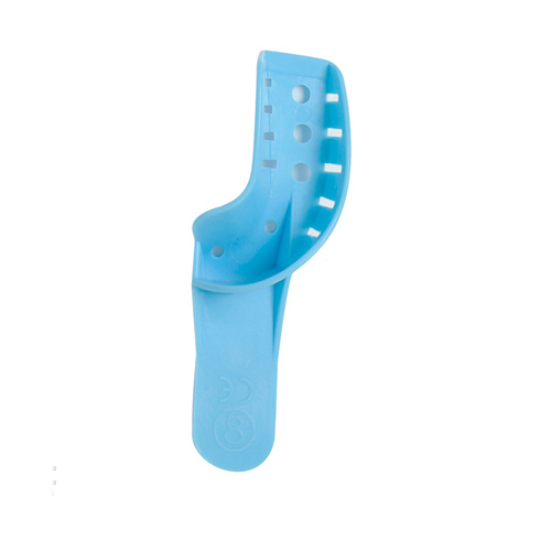 House Brand #7 Quadrant Upper Left/Lower Right Perforated Blue Disposable Impression Tray, Made