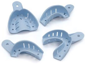 House Brand #1 Large Perforated Upper Full-Arch Plastic Impression Trays, Light Blue. Package