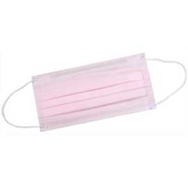 House Brand Pleated Earloop Pink Mask with Latex-Free Elastic Ear-Loop. Soft, 3-Ply Pleated