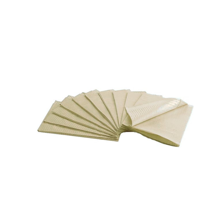 House Brand Beige Patient Bibs plain rectangle (13" x 18") Polyback 3 Ply Paper/1 Ply Poly, Case