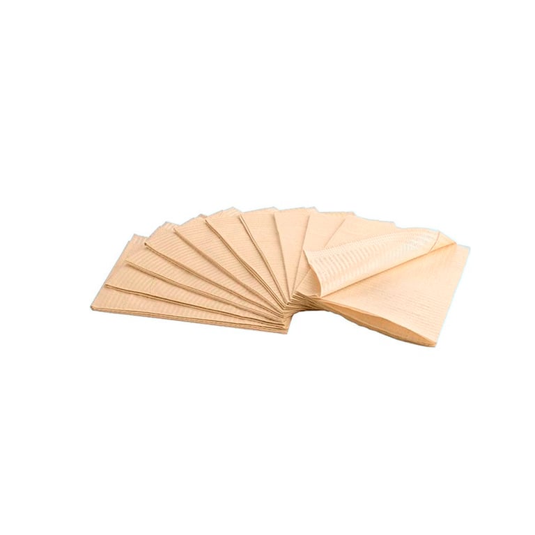 House Brand Patient Bibs PEACH 13" x 18" 3-Ply Paper/1-Ply Poly 500/Cs. Plain Rectangle