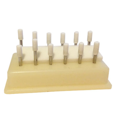 House Brand CY1 FG White Mounted Stone, 12/Pk. Flat end cone/short cylinder finishing stones