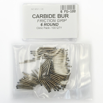 House Brand FG #6 Round Carbide Bur, clinic pack of 100 burs. (No Label)