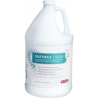 Enzymax 1 Gal Ultrasonic Cleaning Liquid Concentrate dual-enzyme general purpose with a dilution