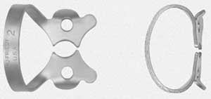 Hu-Friedy Satin Steel #2 Winged Premolars and Upper Incisors Metal Rubber Dam Clamp, Single clamp