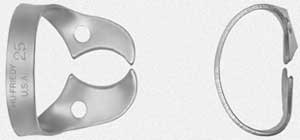 Hu-Friedy Satin Steel #25 Wingless Metal Rubber Dam Clamp, Single clamp
