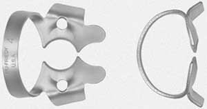 Hu-Friedy Satin Steel #4 Winged Metal Rubber Dam Clamp, Single clamp