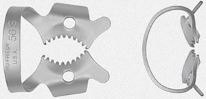 Hu-Friedy Satin Steel #56S Winged Metal Rubber Dam Clamp, Single clamp