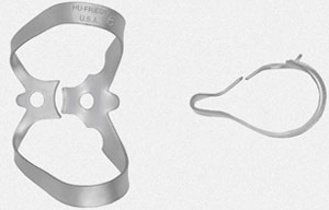 Hu-Friedy Satin Steel #6 labial Metal Rubber Dam Clamp, Single clamp