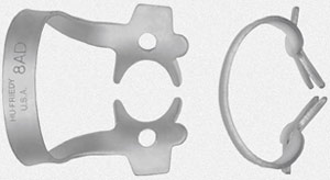 Hu-Friedy Satin Steel #8AD Winged Metal Rubber Dam Clamp, Single clamp