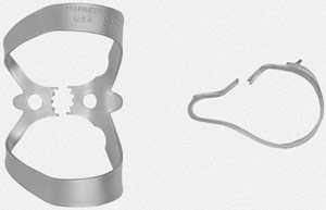 Hu-Friedy Satin Steel #9S labial Metal Rubber Dam Clamp, Single clamp