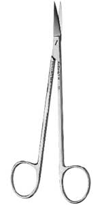 Hu-Friedy Scissor - Kelly 6.25 Curved. Surgical scissors with a serrated blade and sharp tip