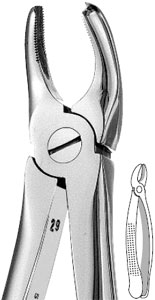 Hu-Friedy #18L (serrated) upper 1st and 2nd molar-left english pattern surgical forceps
