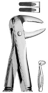 Hu-Friedy #74N lower roots english pattern extracting forceps with serrated narrow beaks