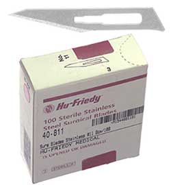 Hu-Friedy #11 Sterile Stainless Steel Surgical Scalpel Blades 100/Bx