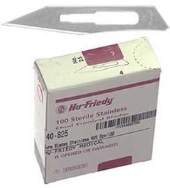 Hu-Friedy #25 Sterile Stainless Steel Surgical Scalpel Blade, Box of 100