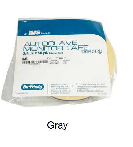 IMS Autoclave Monitor Tape - GRAY Color Coding 60 Yard Roll. Strong 3/4" (19mm) tape can be