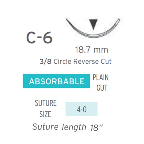 Perma Sharp 4/0, 18" Plain Gut absorbable suture 