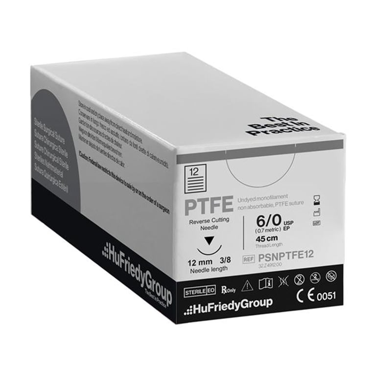 Perma Sharp 6/0 18" PTFE Suture with C-17 Needle, 12/Pk. Made from stainless steel alloy