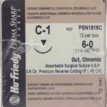 Perma Sharp 6/0, 18" Chromic Gut, Needle C-1, 3/8 Circle Premium Reserve Cut, Box of 12 Suture Sets